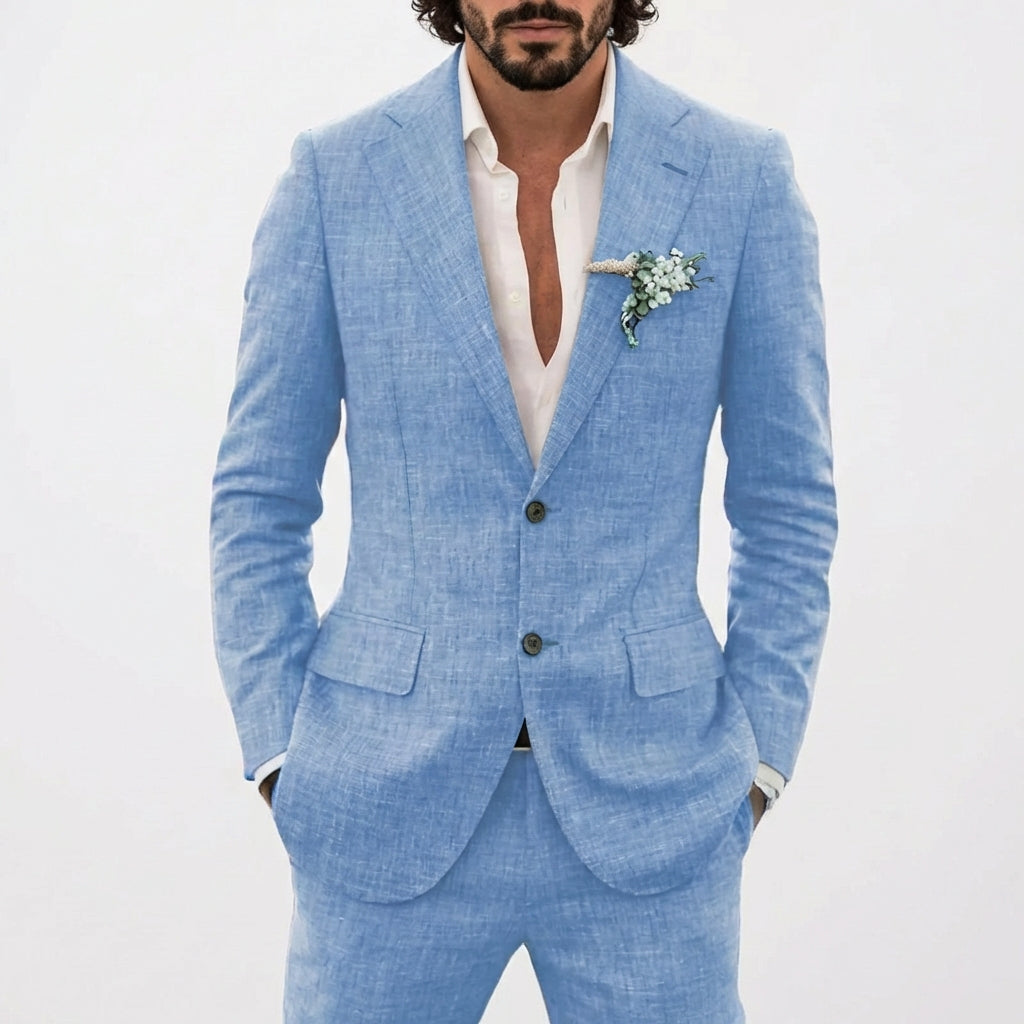 Costume de marié pour homme avec coupe décontractée et revers classique | Été
