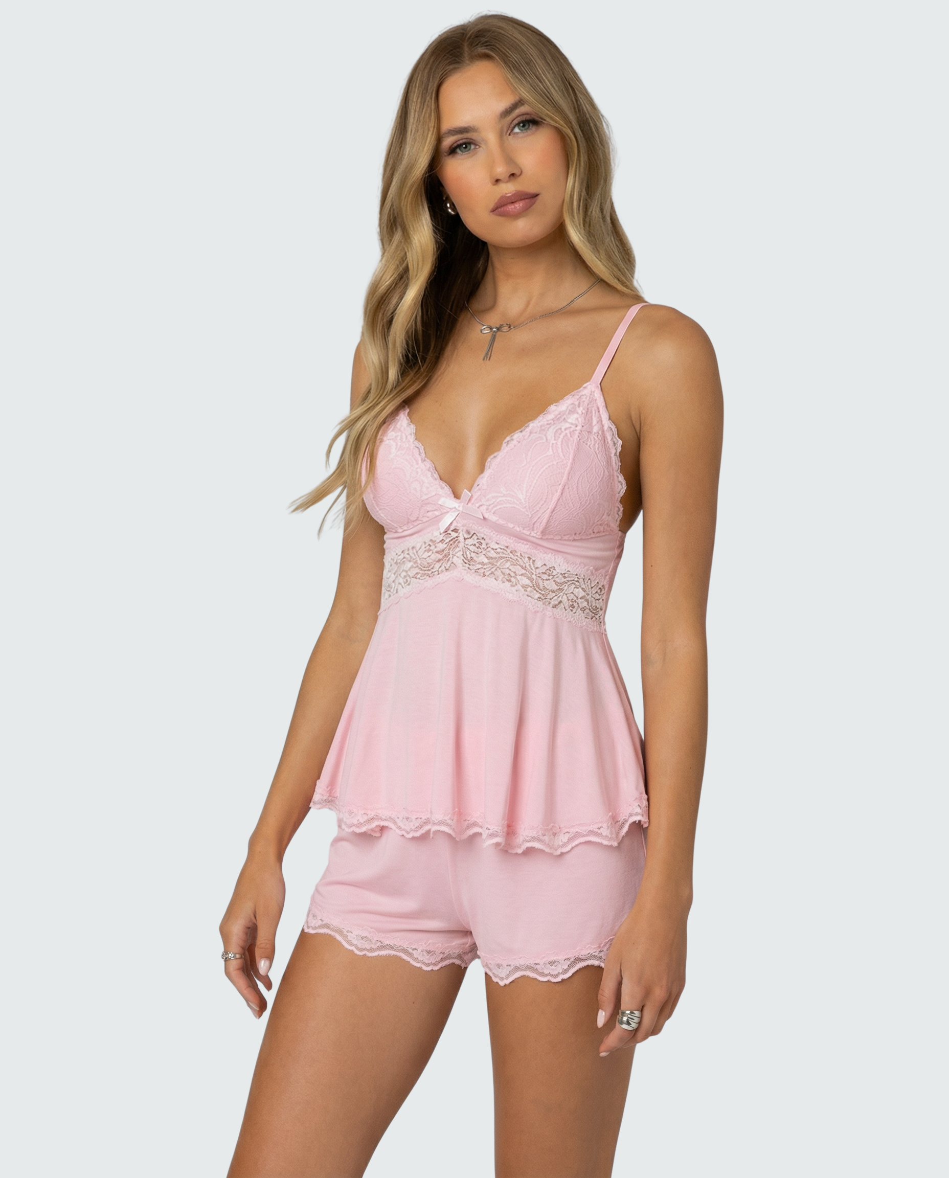 Elegant Blondetrim Dame Cami Sæt
