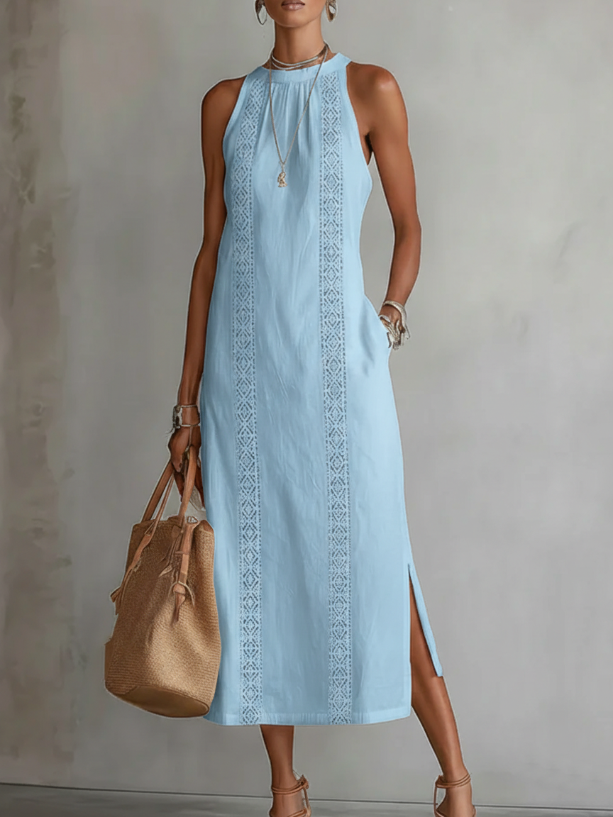 Lehké a sofistikované midi šaty z lněné směsi