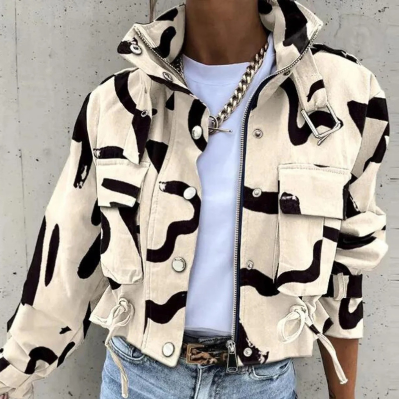 Jordan Dames Jas met Knoopsluiting, Capuchon en Utility Zakken – Casual Outdoor Jack