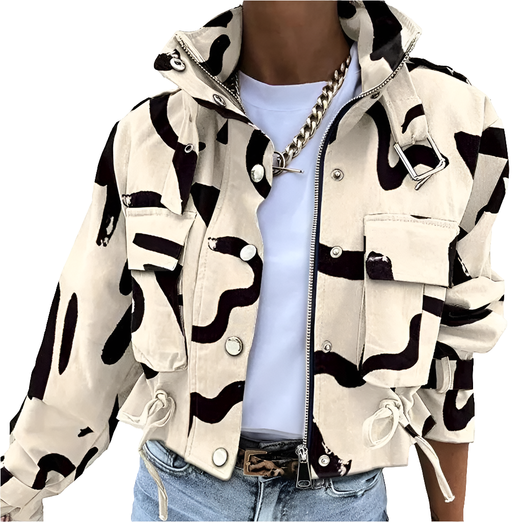 Jordan Dames Jas met Knoopsluiting, Capuchon en Utility Zakken – Casual Outdoor Jack