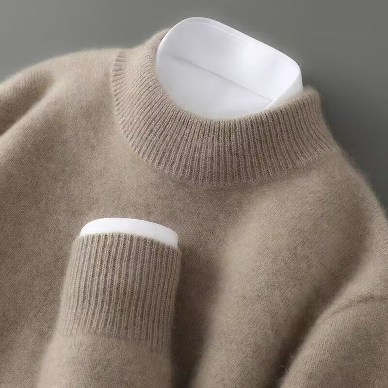Herre pullover i kashmir med rund hals