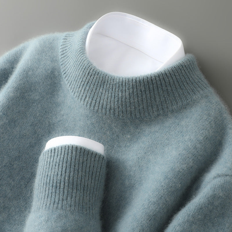 Herre pullover i kashmir med rund hals