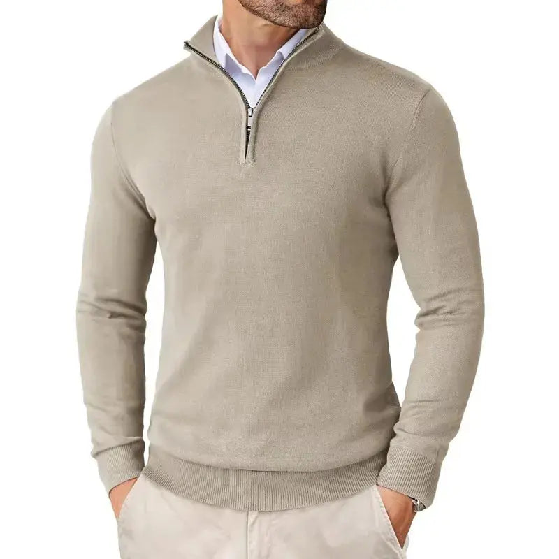 Half Zip Striktrøje til Mænd med Klassisk Pasform