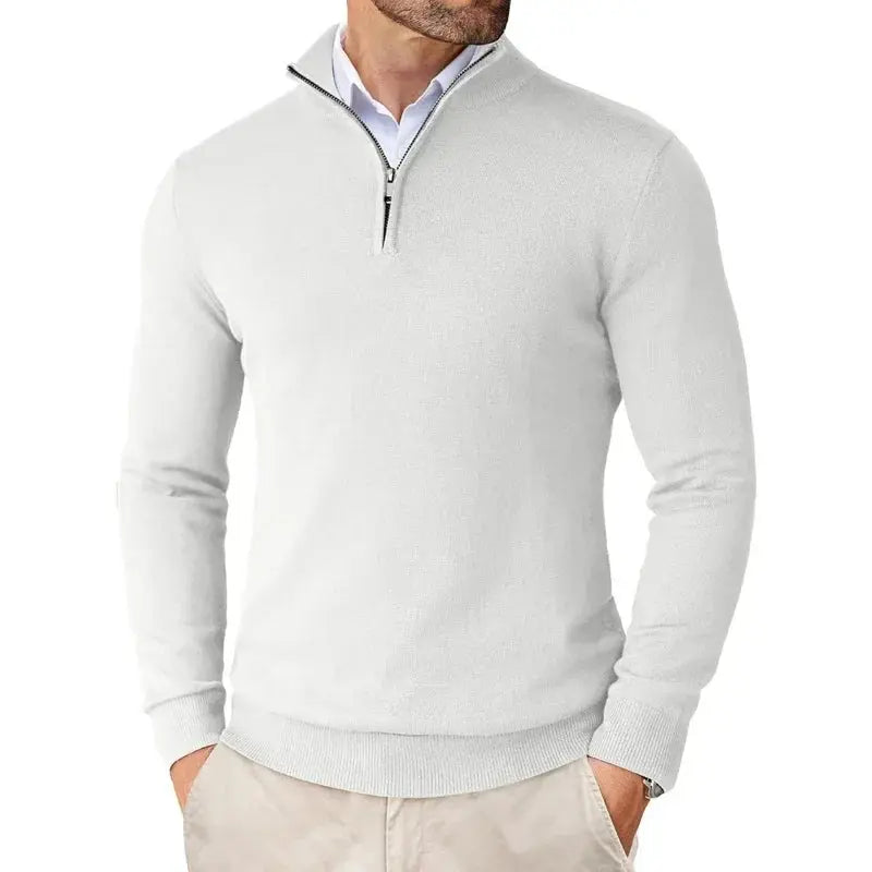 Half Zip Striktrøje til Mænd med Klassisk Pasform