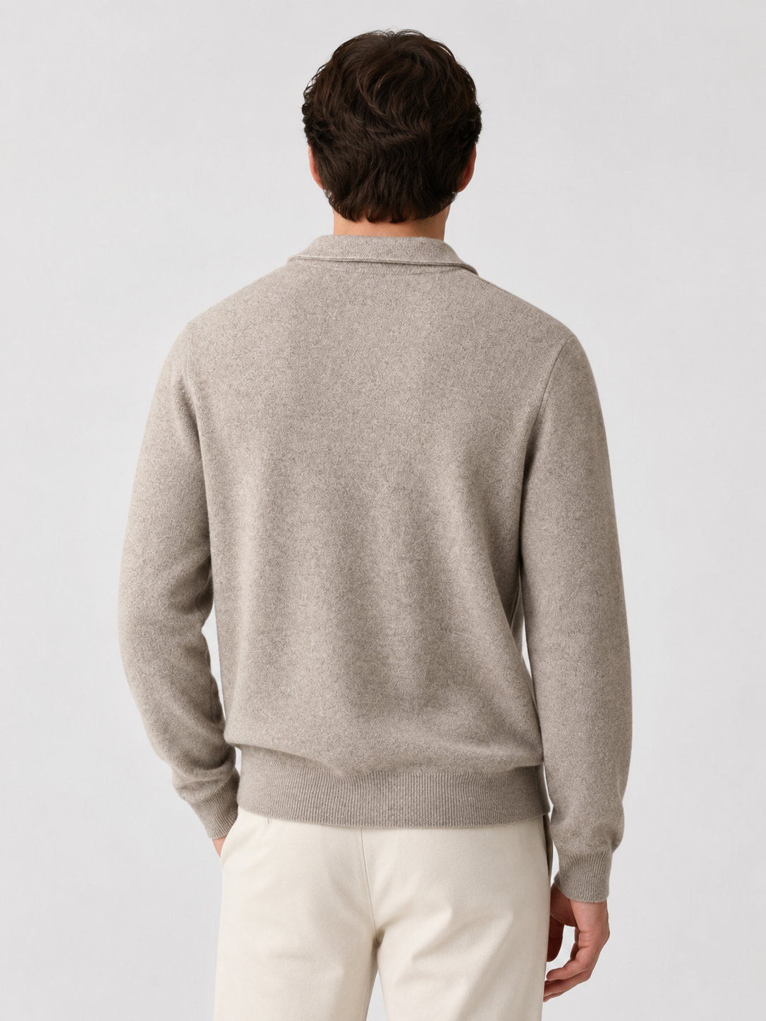 Cardigan en maille pour hommes zippé à col polo