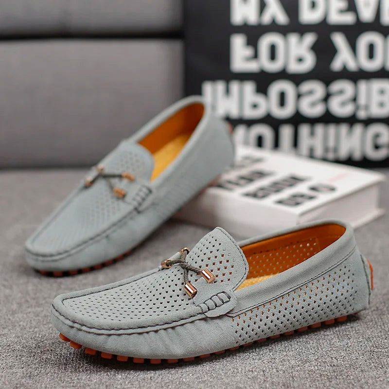 Klasyczne loafersy męskie z perforowanymi detalami | Buty wsuwane na co dzień i do biura | Wygodne męskie buty z podtrzymującą podeszwą