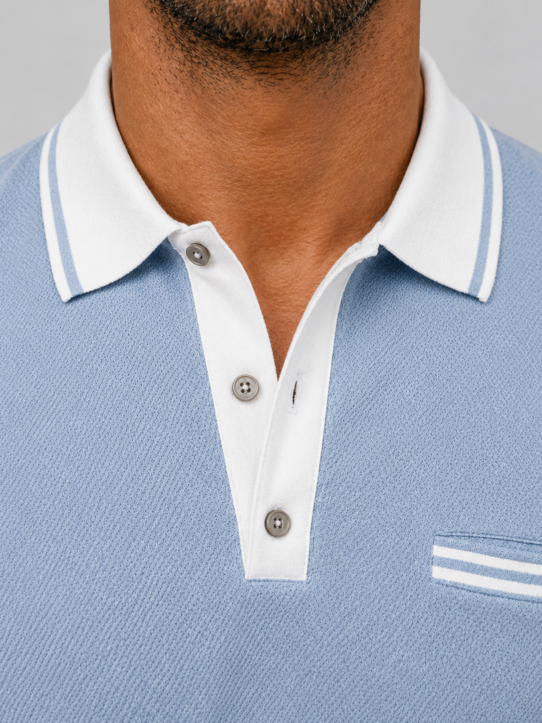 Langærmet Poloshirt til Mænd med Kontrastkrave