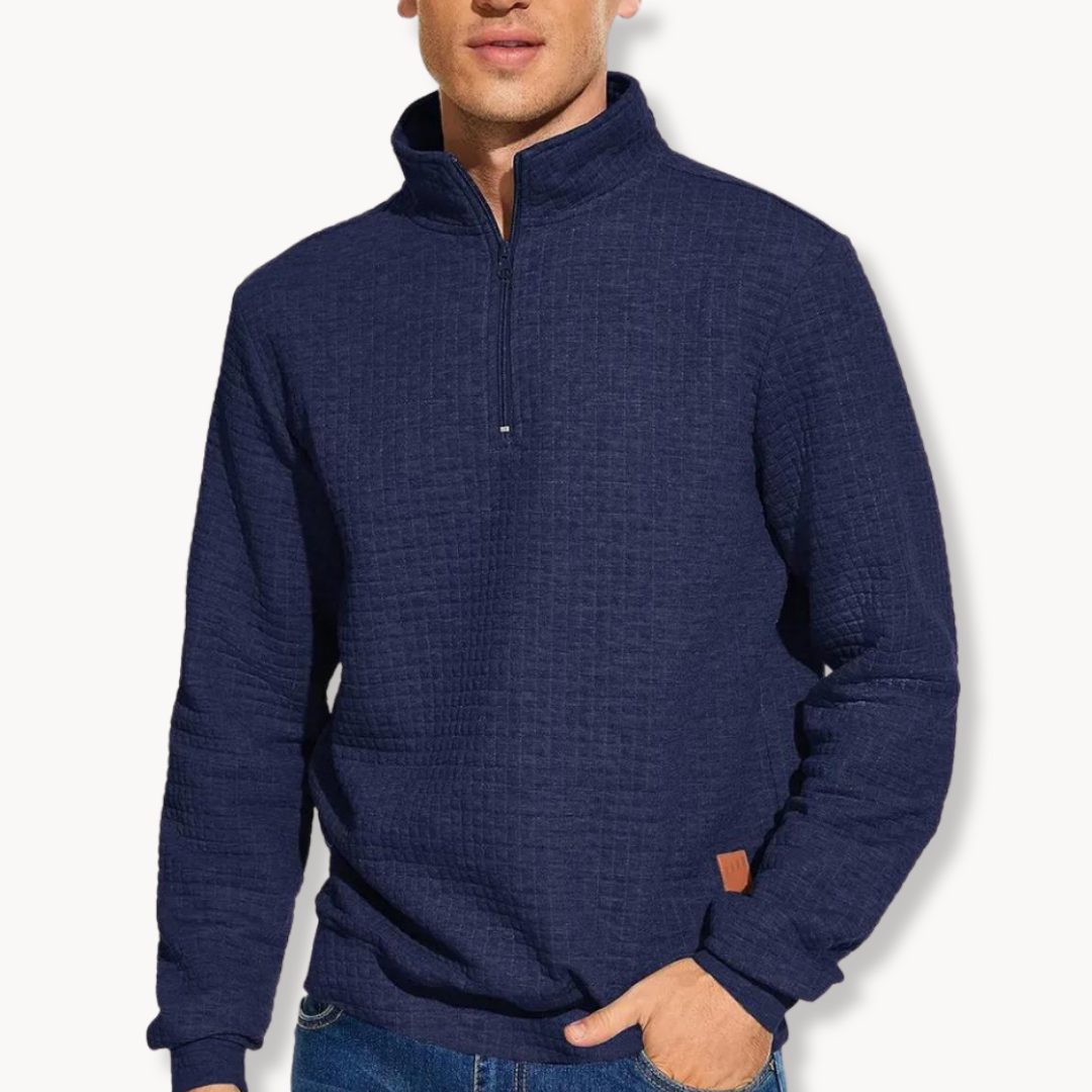 Bellivaro | Eksklusiv Herre Quarter Zip Sweater med Kontrastdesign