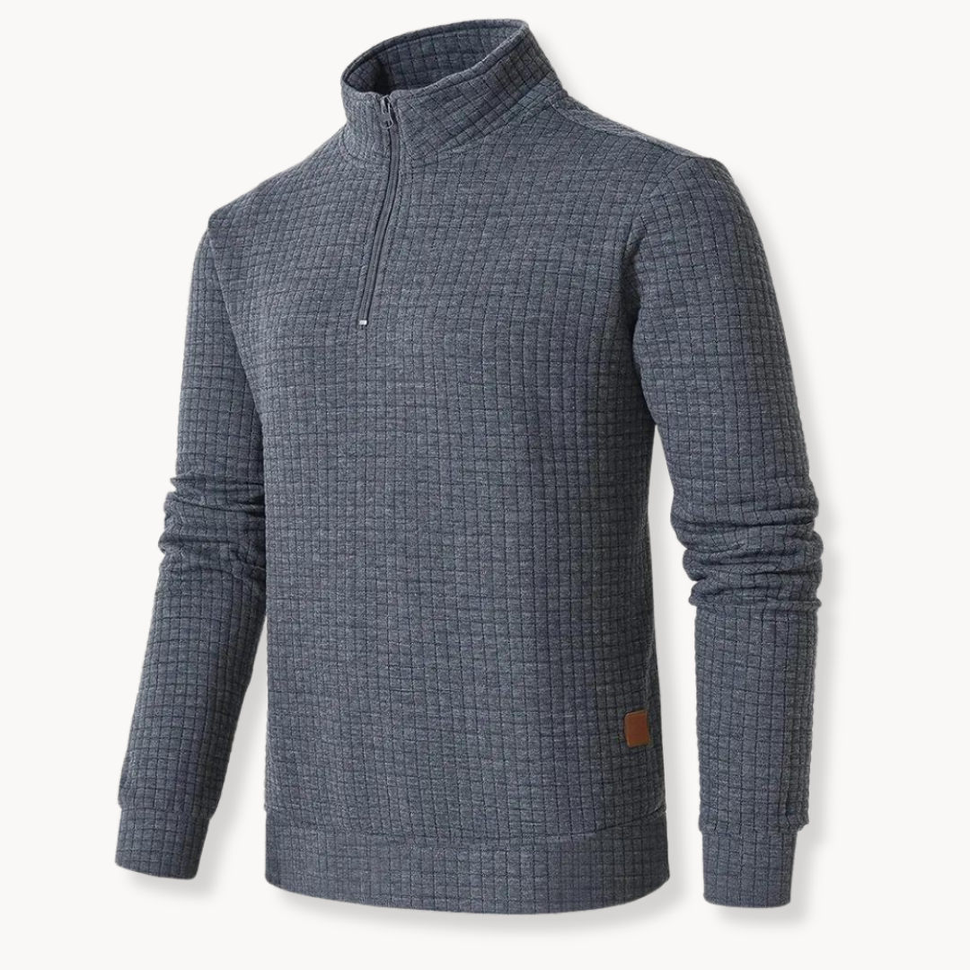Bellivaro | Eksklusiv Herre Quarter Zip Sweater med Kontrastdesign