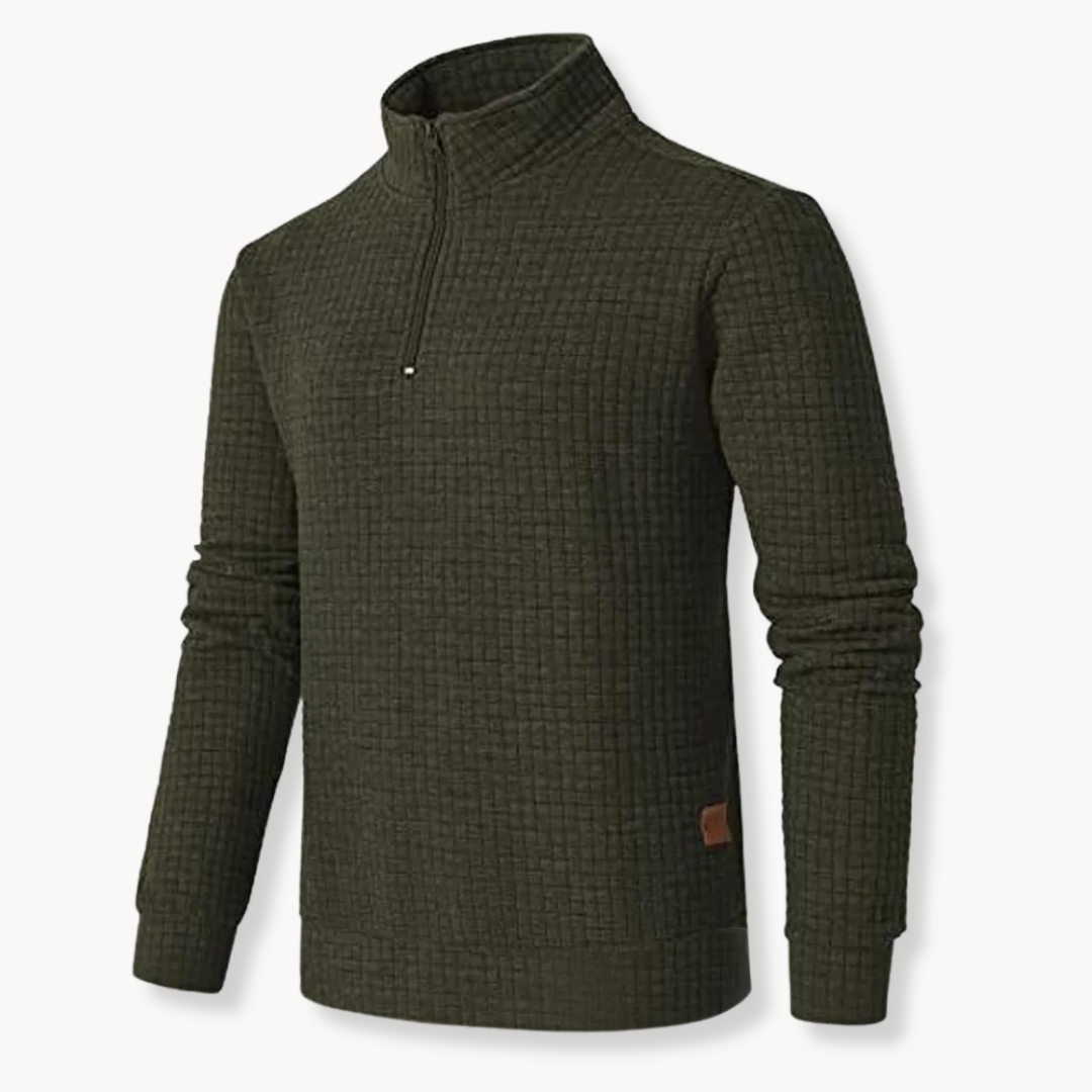 Bellivaro | Eksklusiv Herre Quarter Zip Sweater med Kontrastdesign