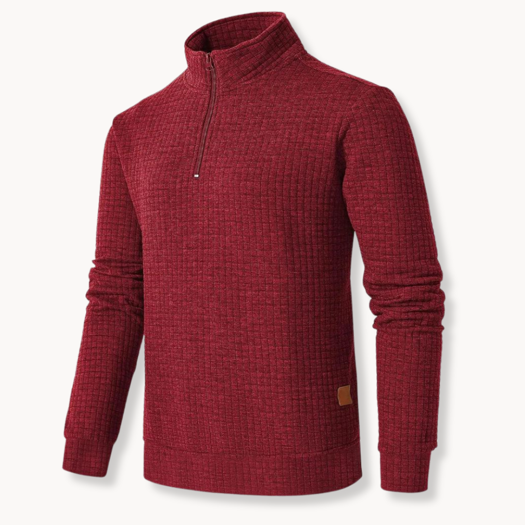 Bellivaro | Eksklusiv Herre Quarter Zip Sweater med Kontrastdesign