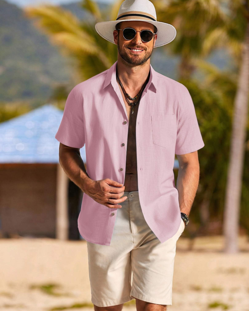 Camicia Uomo in Cotone Lyocell a Maniche Corte – Traspirante, Morbida e Casual Estiva