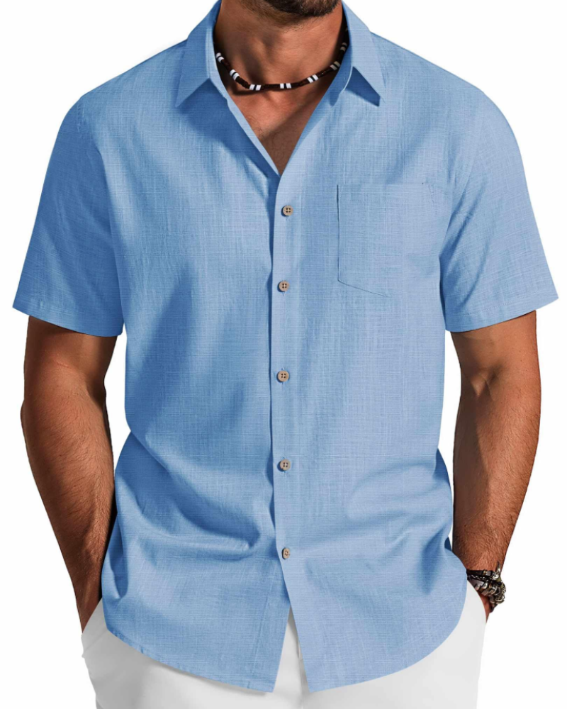 Camicia Uomo in Cotone Lyocell a Maniche Corte – Traspirante, Morbida e Casual Estiva