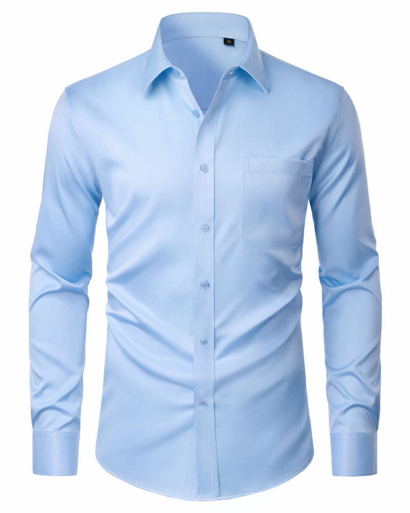Camicia Uomo Elasticizzata Antimacchia a Maniche Lunghe