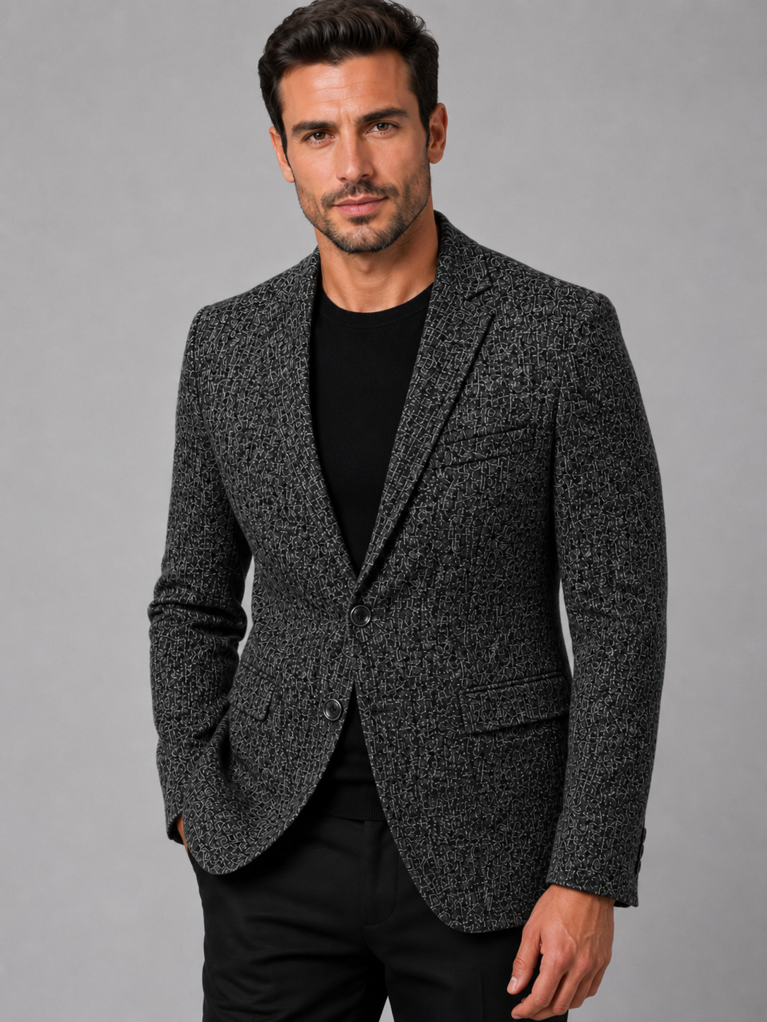 Tekstureret Blazer til Mænd med Revers