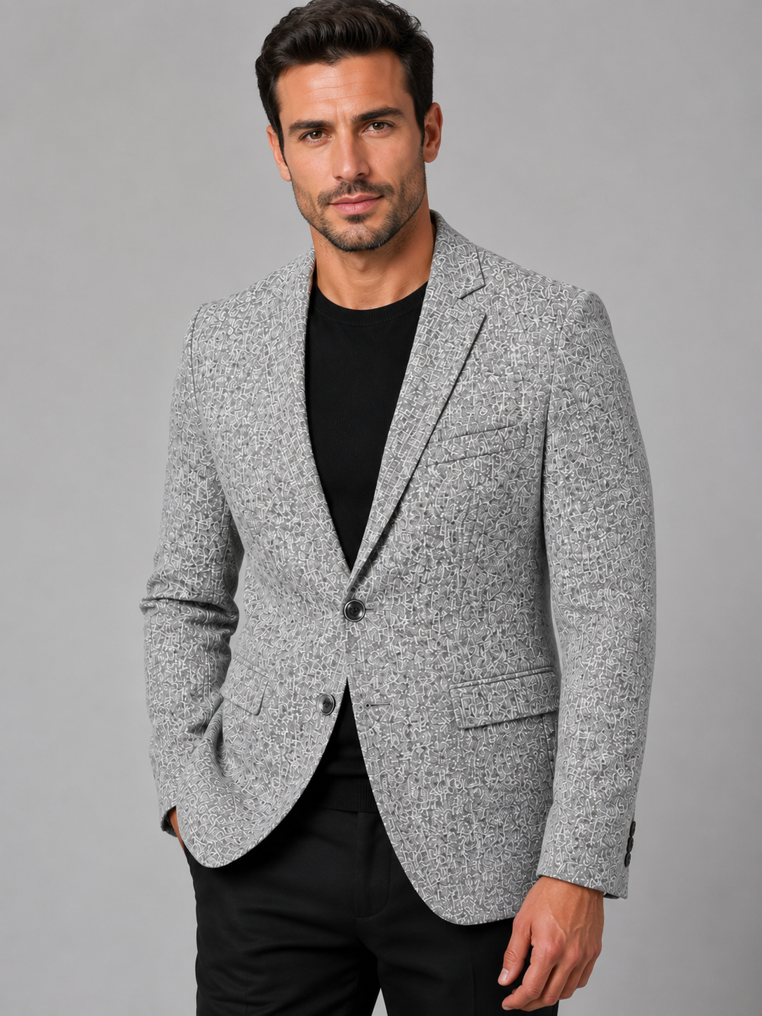 Tekstureret Blazer til Mænd med Revers
