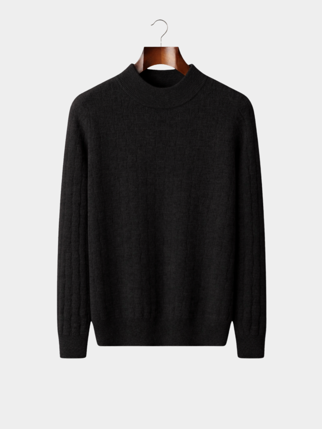 Tekstureret Striktrøje til Mænd med Mock Neck