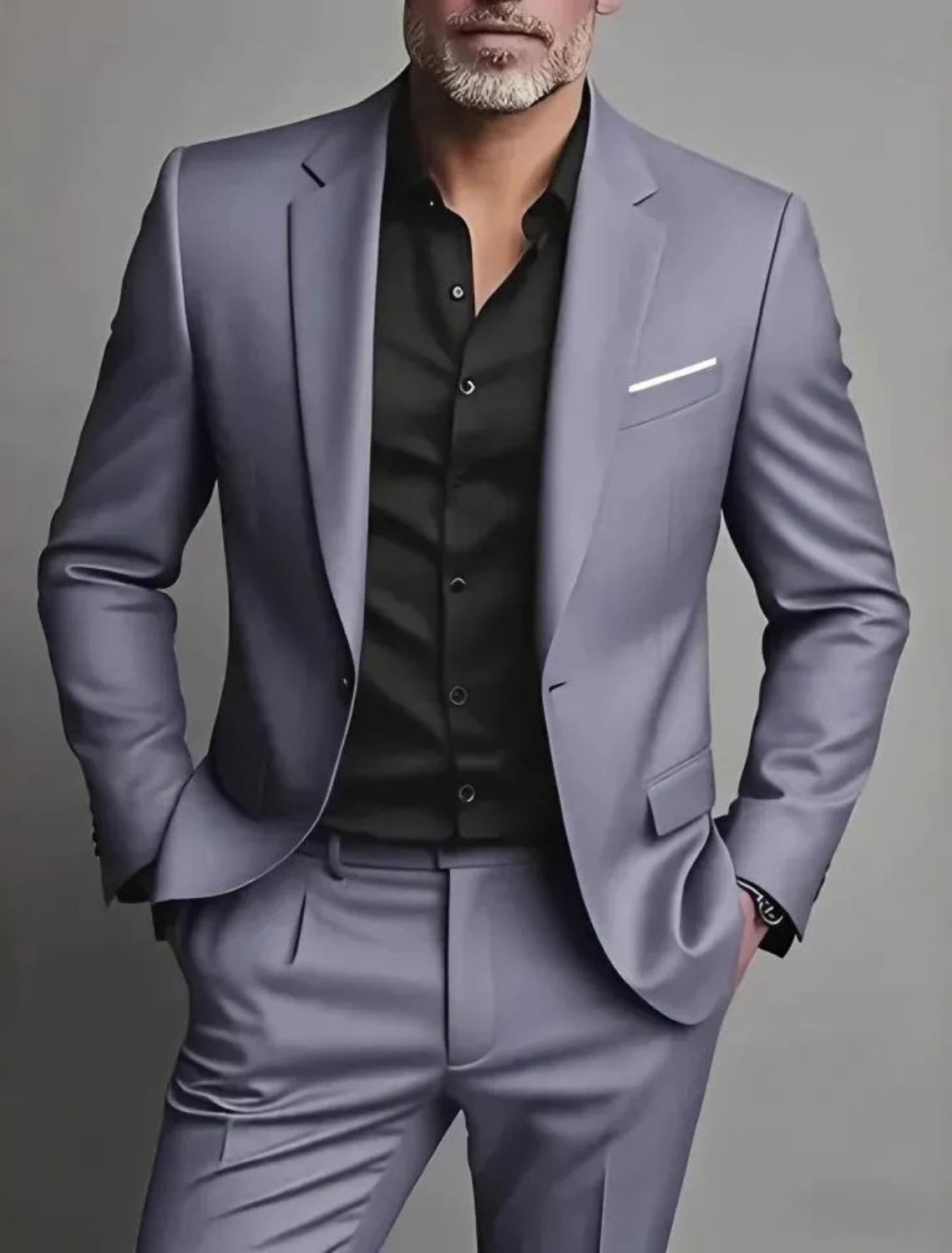Slim fit oblek pro muže | 2dílná sada s jednoručákem a odpovídajícími společenskými kalhotami na párty a formální příležitosti