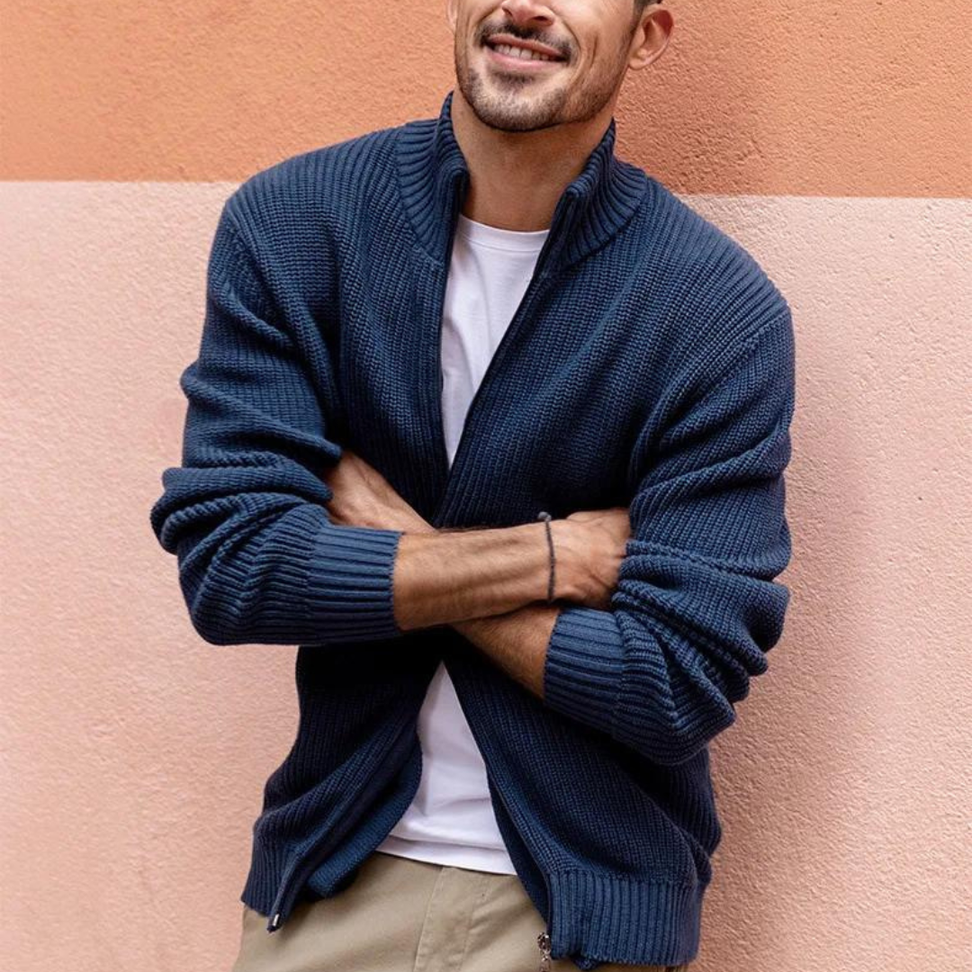 Bellivaro | Zip Neck Sweater – En Stilren Trøje Med En Elegant Horisontal-ribbet Tekstur