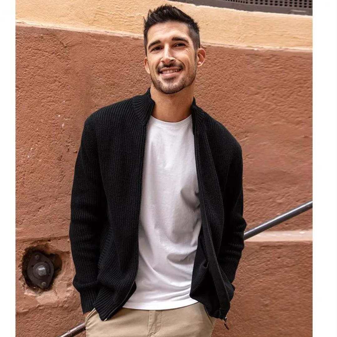 Bellivaro | Zip Neck Sweater – En Stilren Trøje Med En Elegant Horisontal-ribbet Tekstur