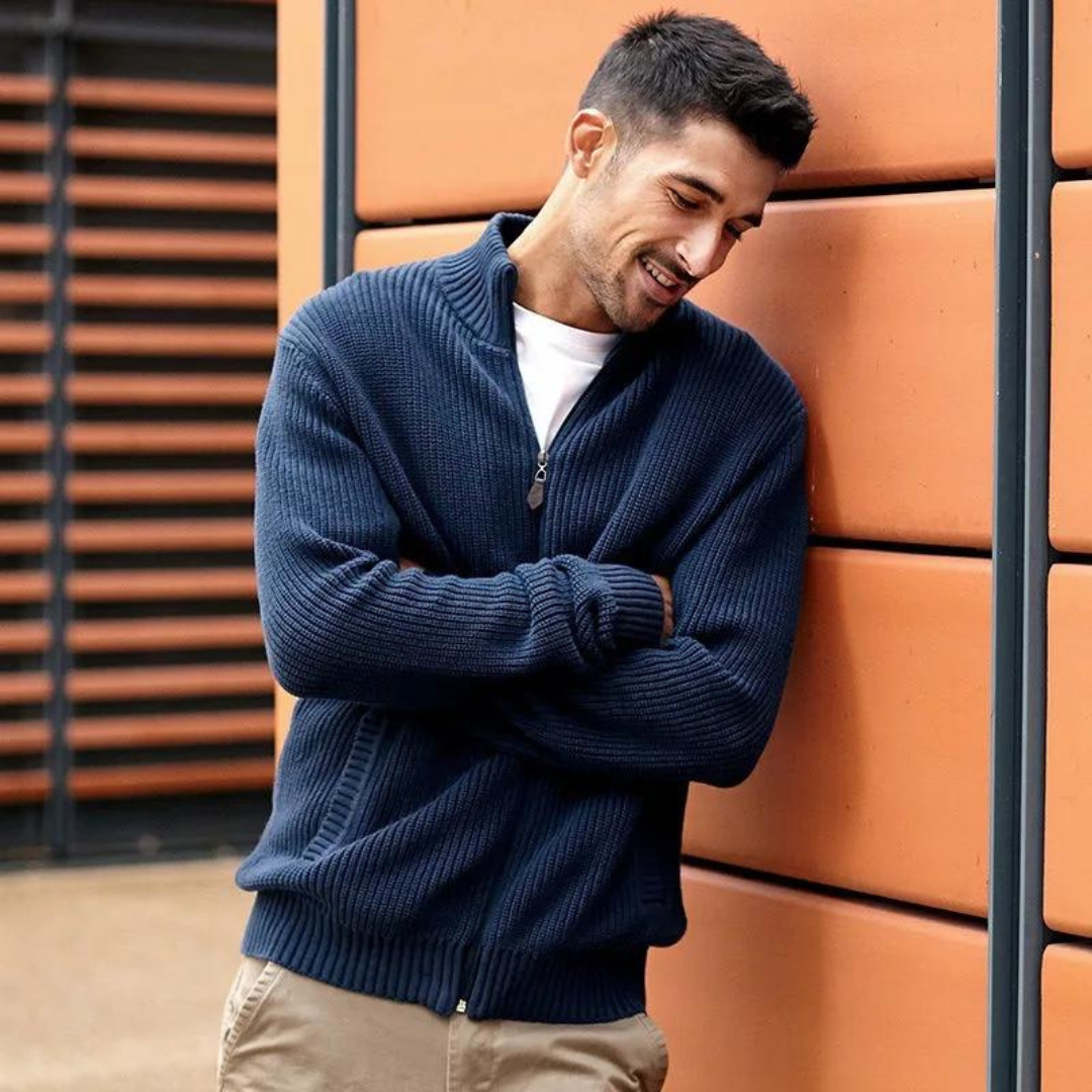 Bellivaro | Zip Neck Sweater – En Stilren Trøje Med En Elegant Horisontal-ribbet Tekstur