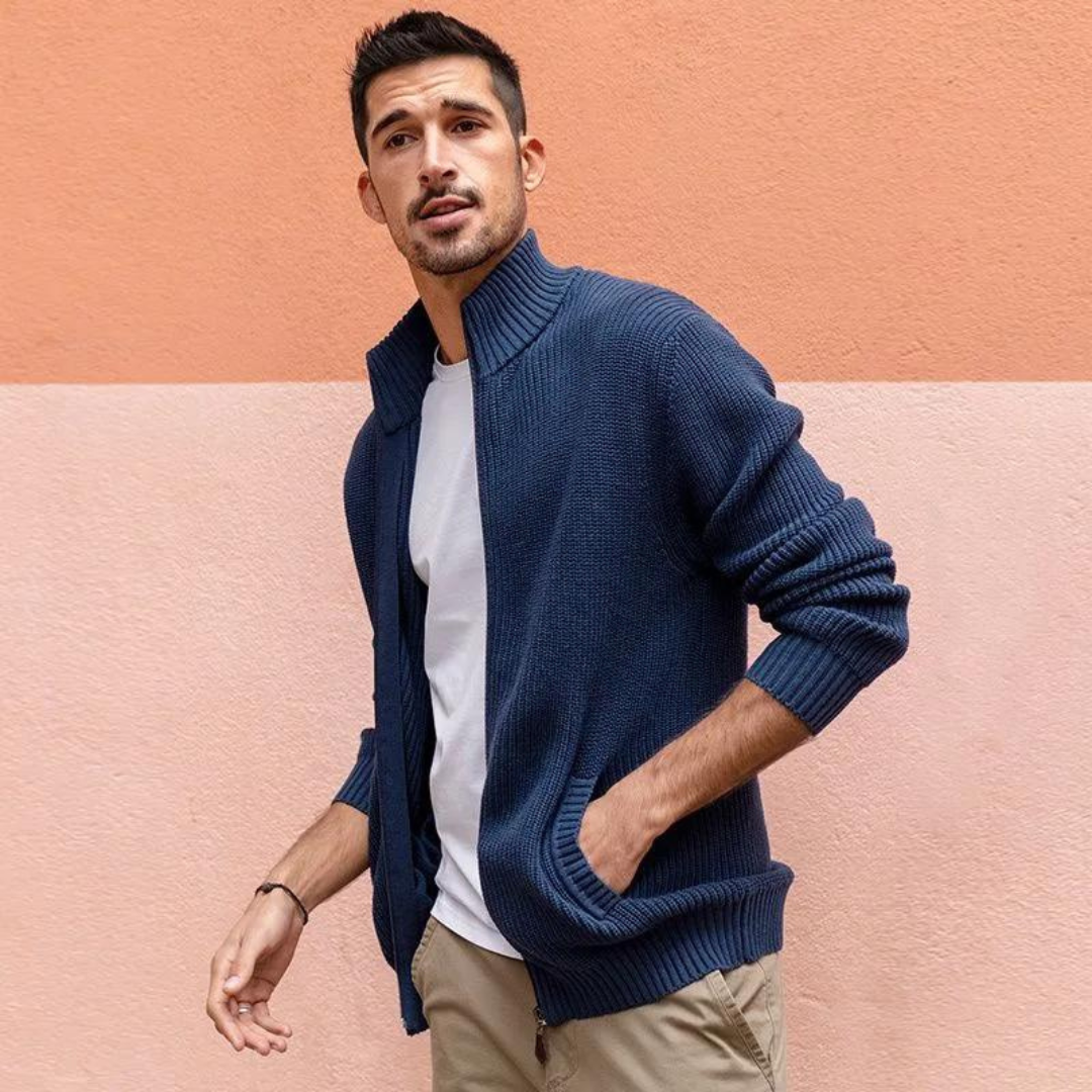 Bellivaro | Zip Neck Sweater – En Stilren Trøje Med En Elegant Horisontal-ribbet Tekstur