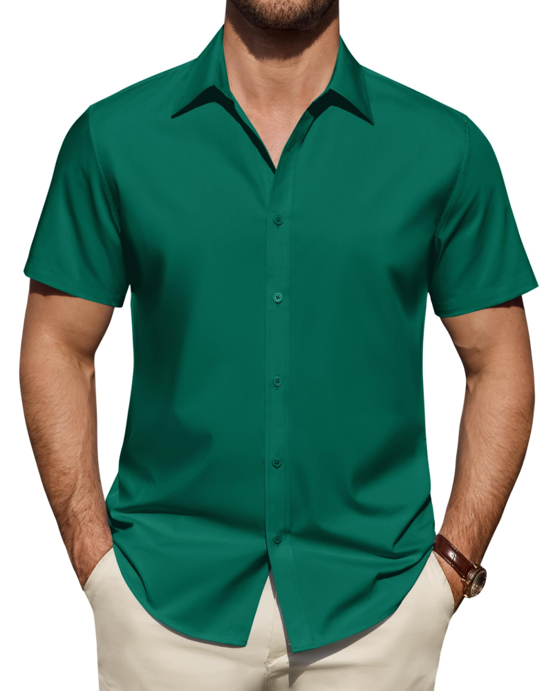 Camicia Uomo Elasticizzata Antimacchia a Maniche Corte