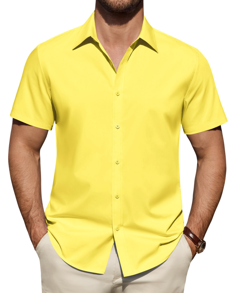 Camicia Uomo Elasticizzata Antimacchia a Maniche Corte