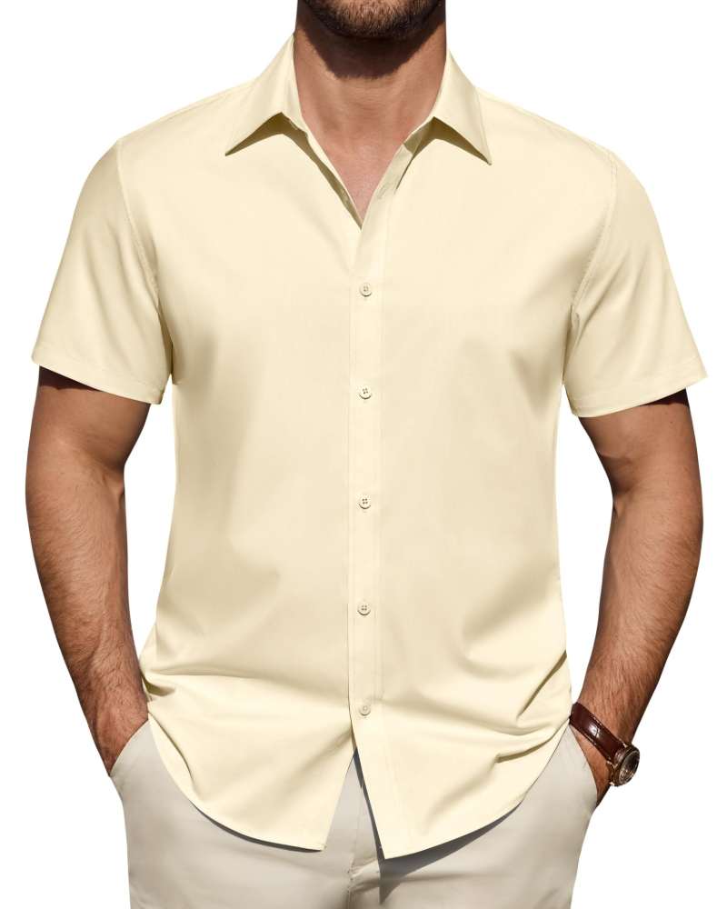 Camicia Uomo Elasticizzata Antimacchia a Maniche Corte