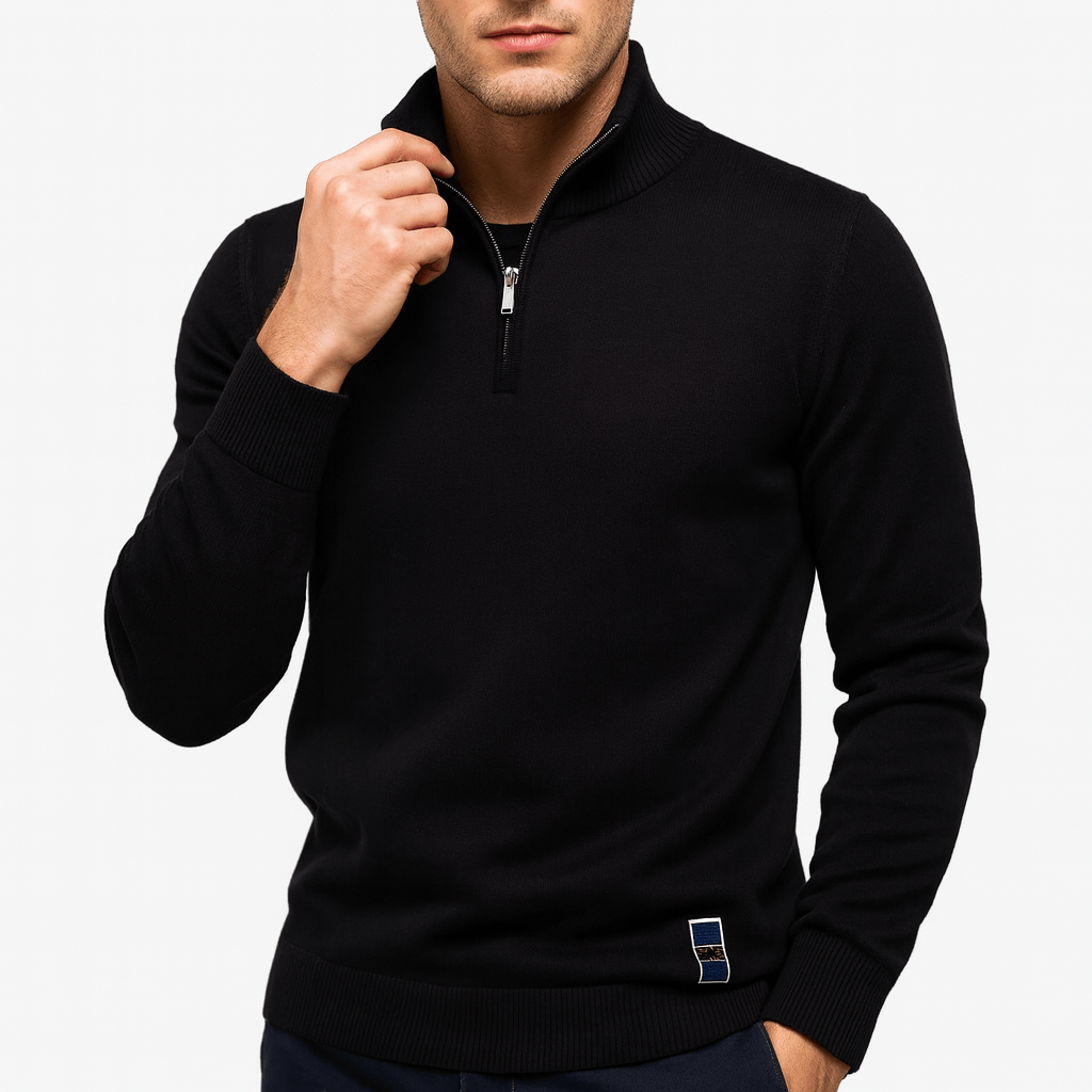 Bellivaro | Herre Quarter-Zip Slim Fit Striktrøje