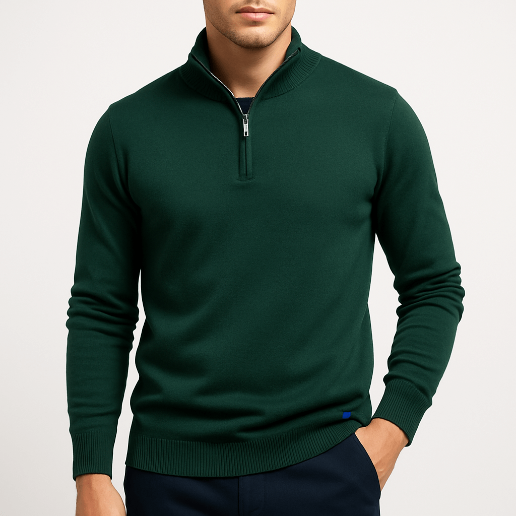 Bellivaro | Herre Quarter-Zip Slim Fit Striktrøje
