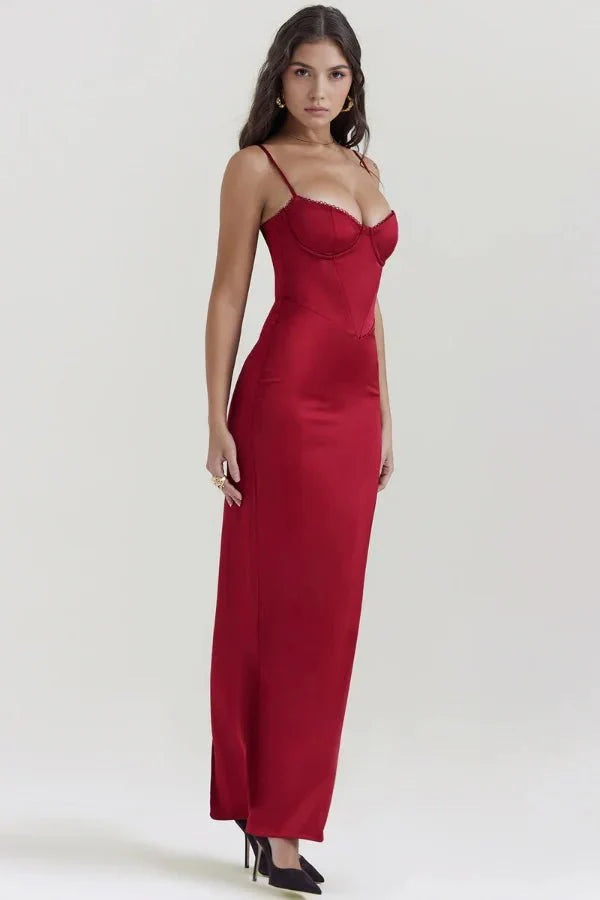 Haven | Vestido de satén con costura en cruz