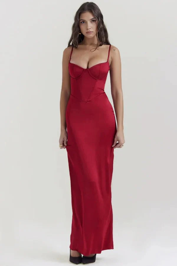 Haven | Vestido de satén con costura en cruz