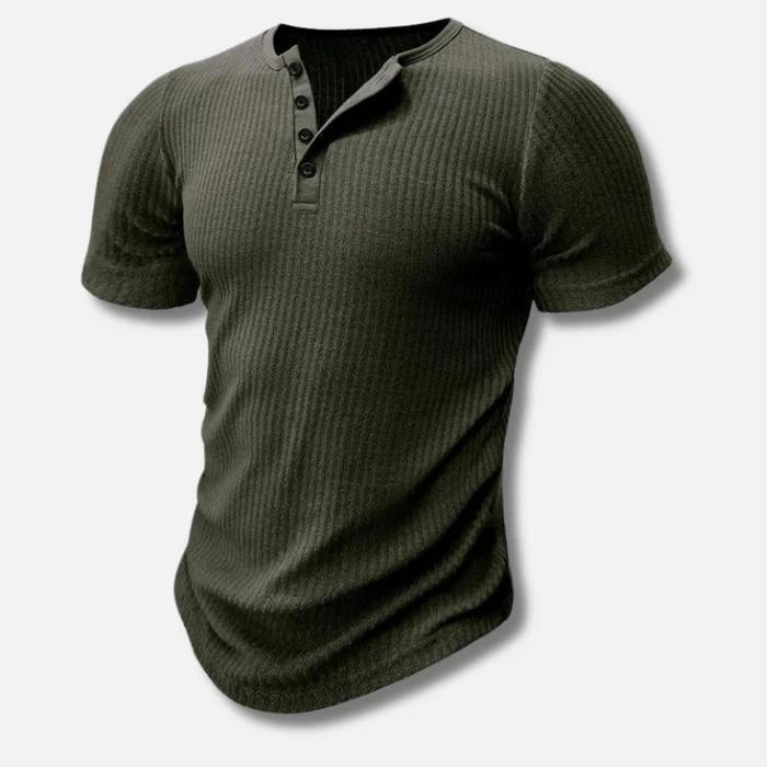 Ανδρικό muscle fit T-shirt – με κουμπιά & εφαρμοστή γραμμή