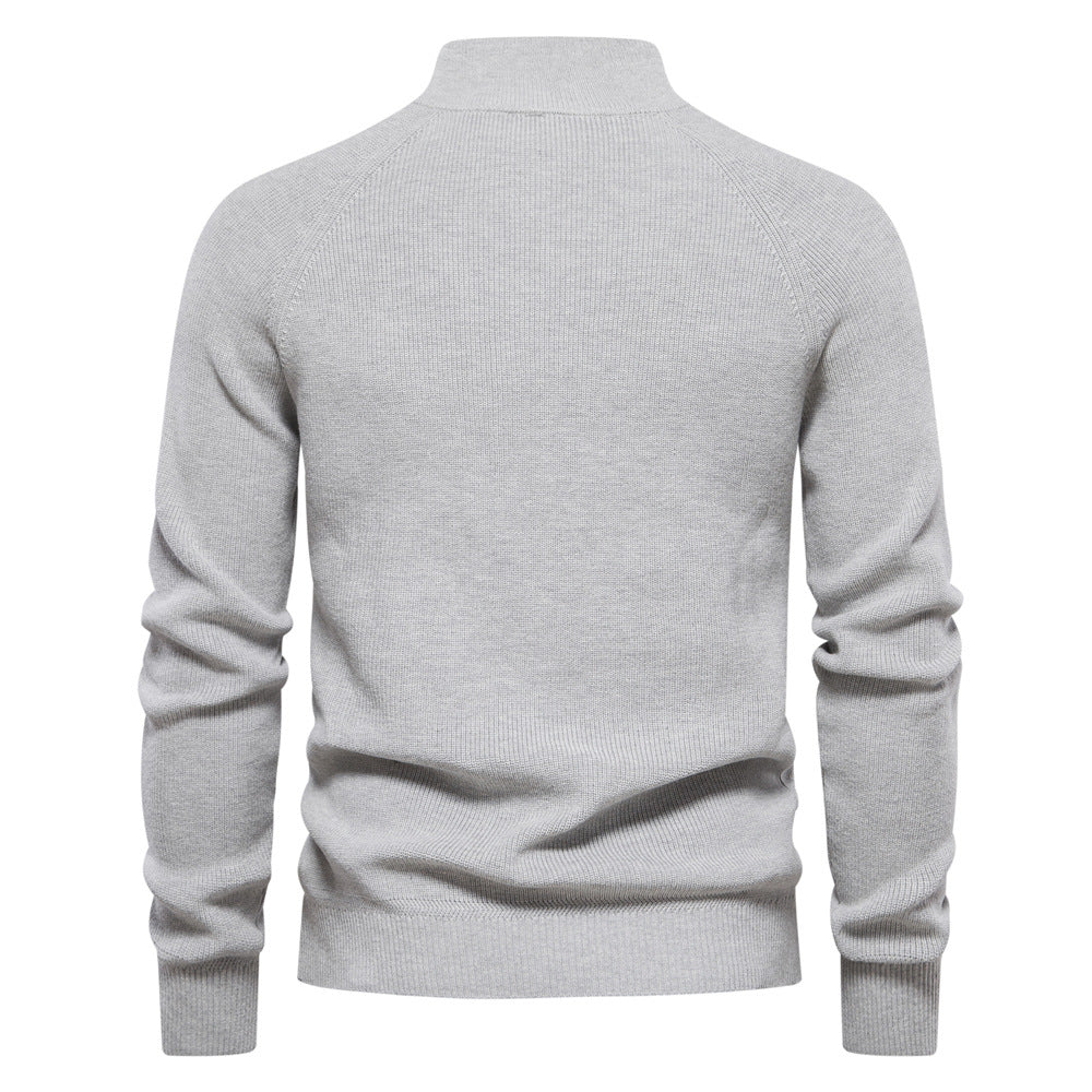 Klassisk herresweater i bomuldsblanding med lynlås