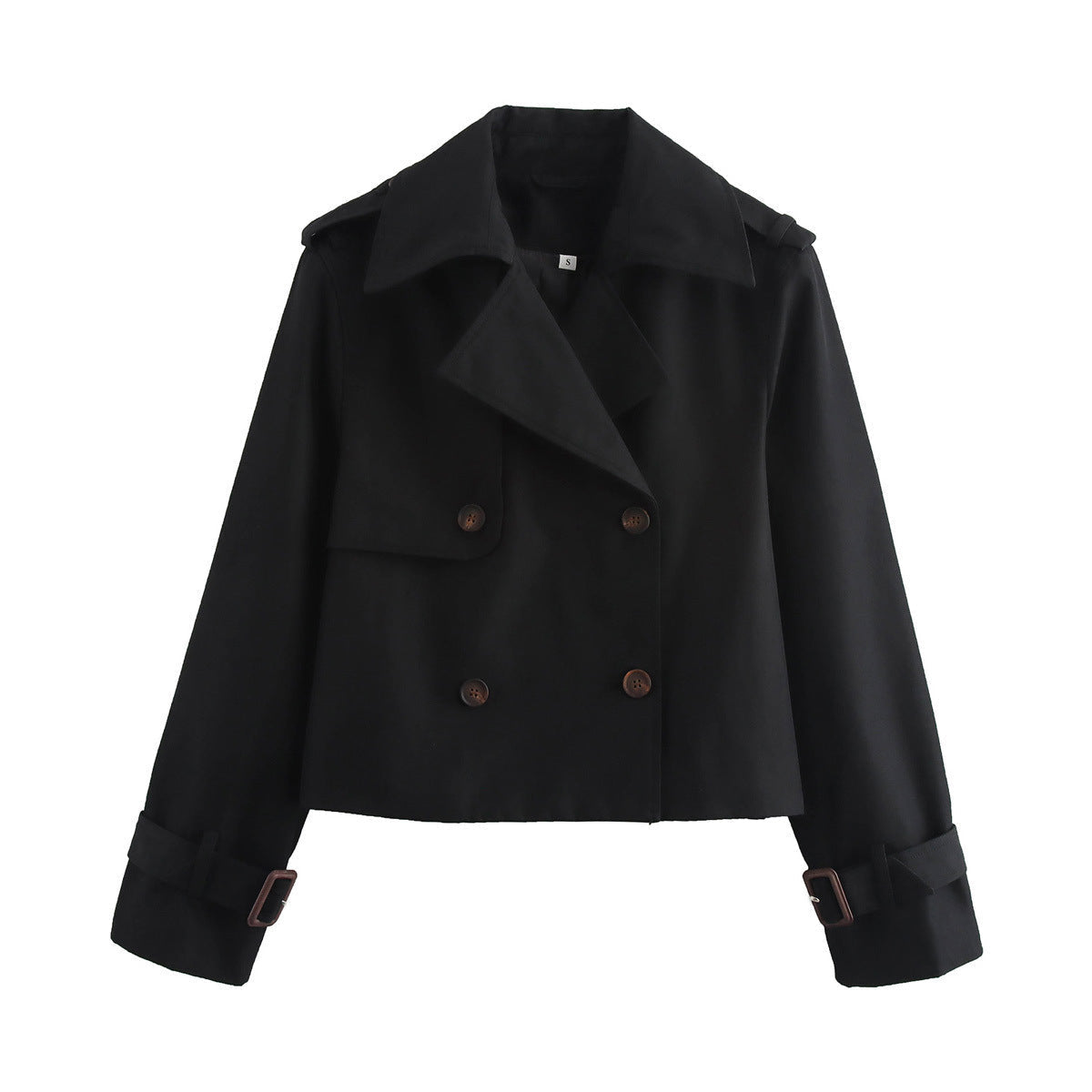 Cropped Dobbeltradet Trenchcoat til Kvinder