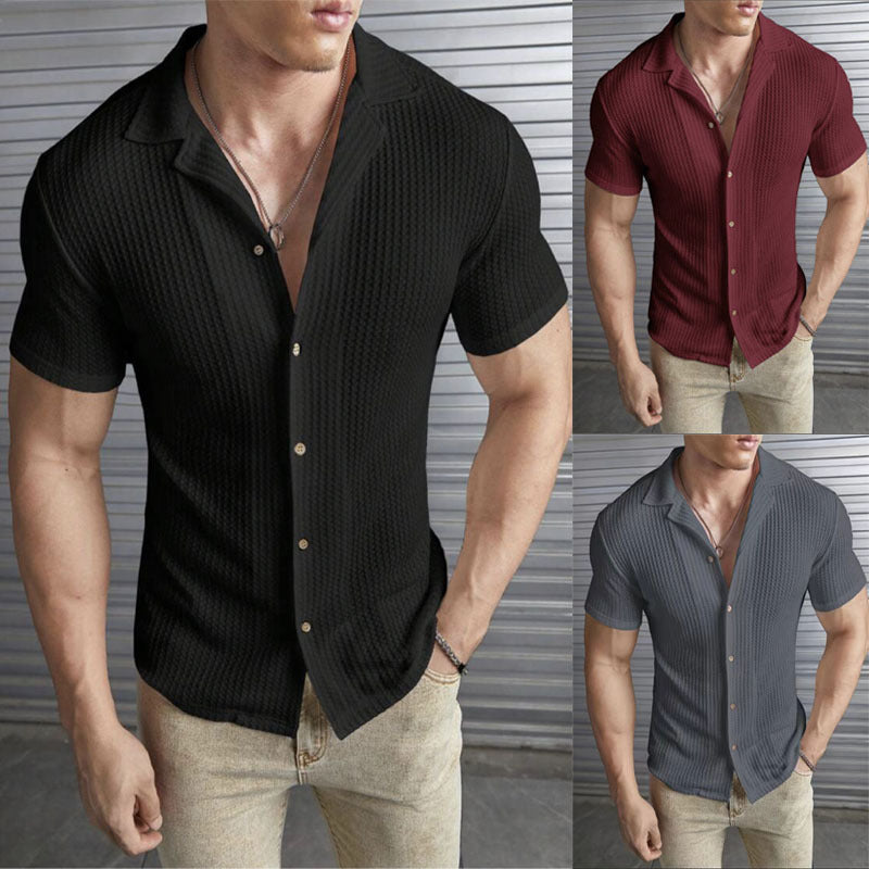 Herre T-shirt med krave og knapper