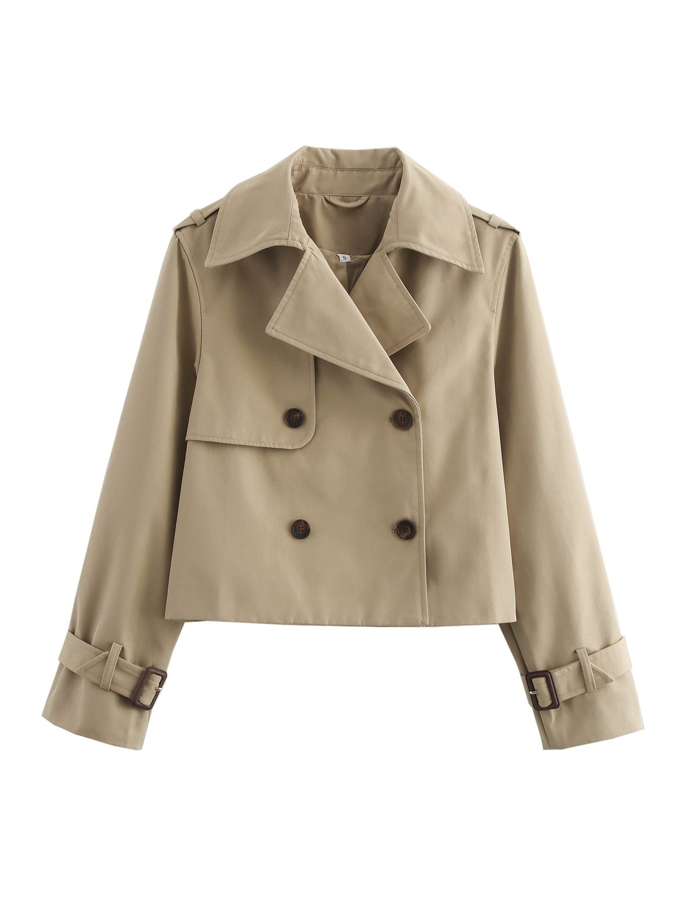 Cropped Dobbeltradet Trenchcoat til Kvinder