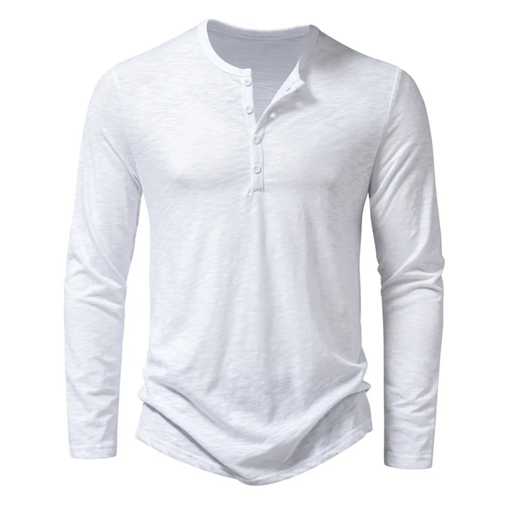 Pánská košile Henley s dlouhými rukávy a zapínáním na knoflíky