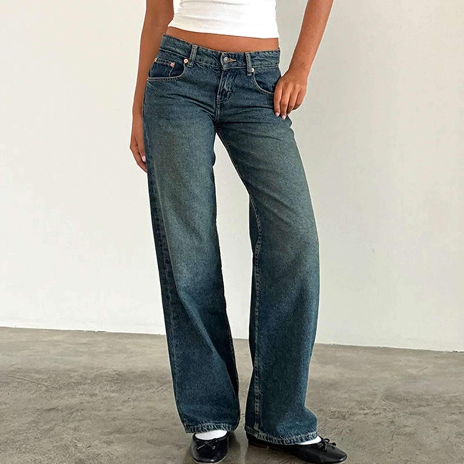 Lavtaljede baggy široké džíny pro ženy | Vintage denimové kalhoty s volným střihem a streetwear vzhledem | Odolná kvalita