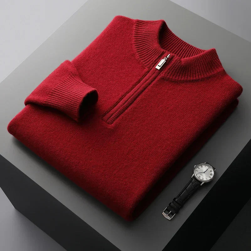 Bellivaro | Cashmere-trøje med halv lynlås