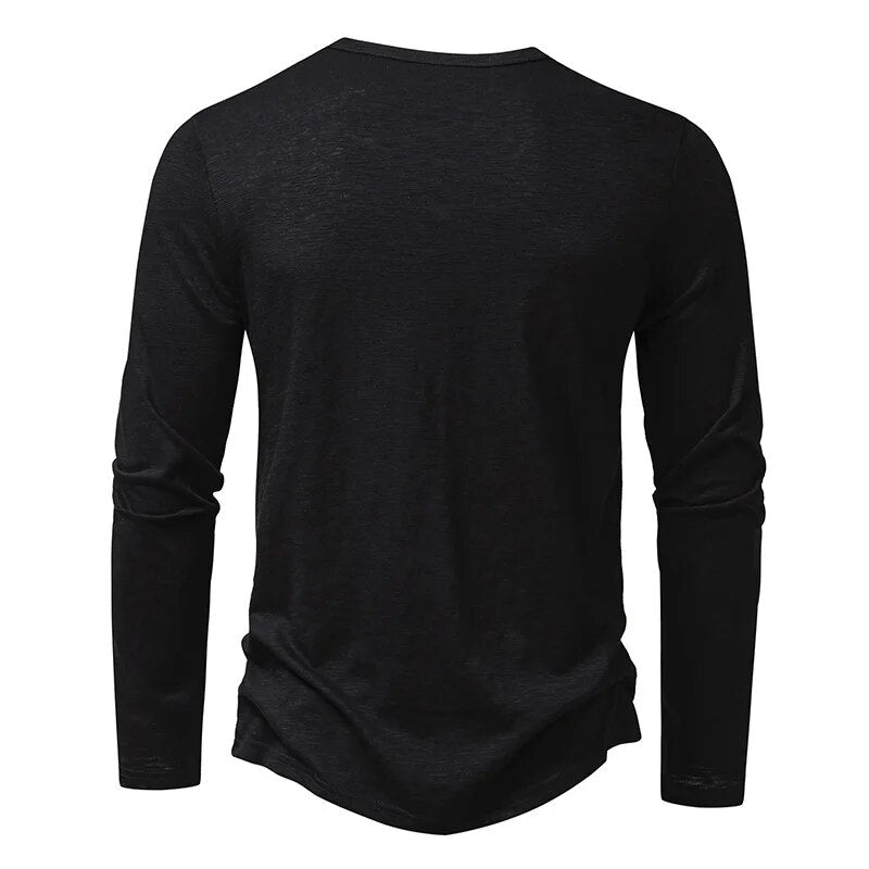 Pánská košile Henley s dlouhými rukávy a zapínáním na knoflíky