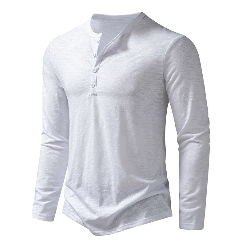 Pánská košile Henley s dlouhými rukávy a zapínáním na knoflíky
