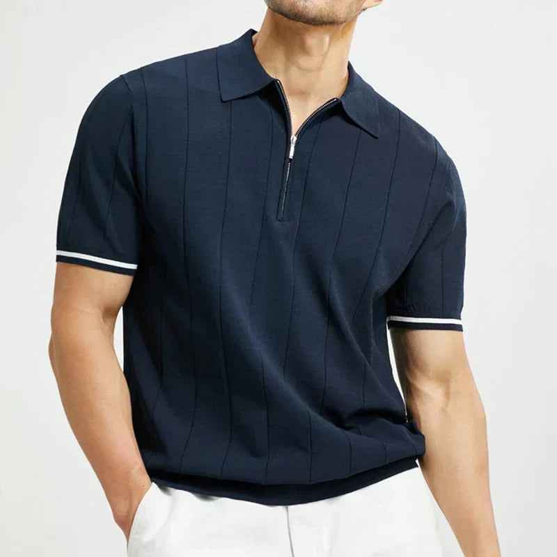 Polo de manga corta con cremallera para hombre