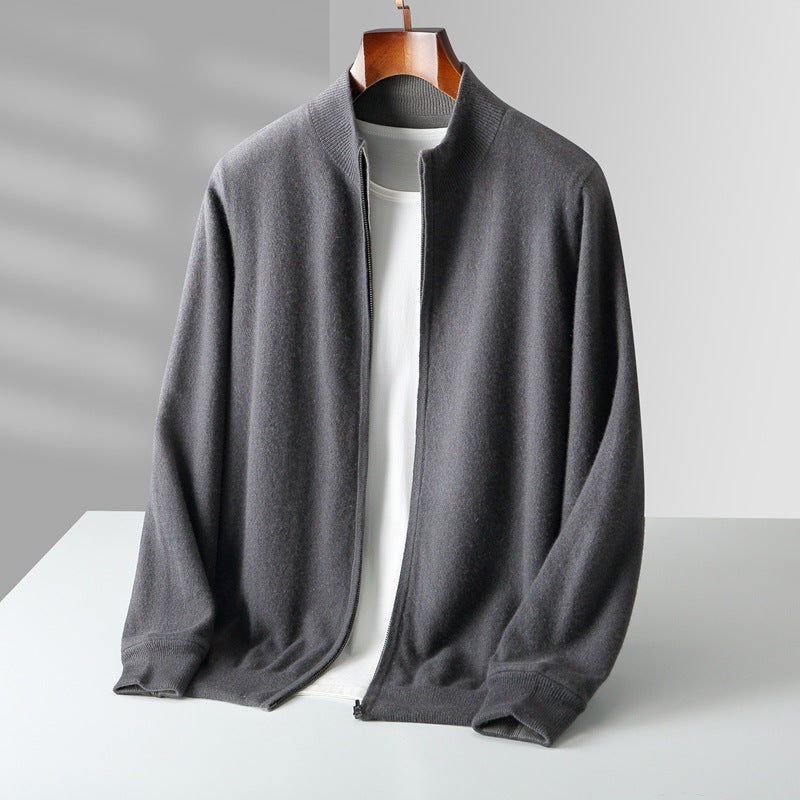 Cashmere Cardigan til Mænd med Fuld Lynlås