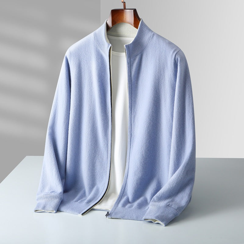 Cashmere Cardigan til Mænd med Fuld Lynlås