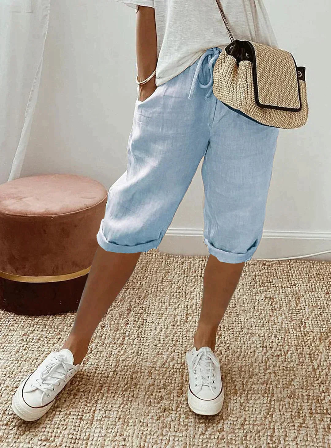 Linnen Zomerbroek voor Dames met Elastische Taille