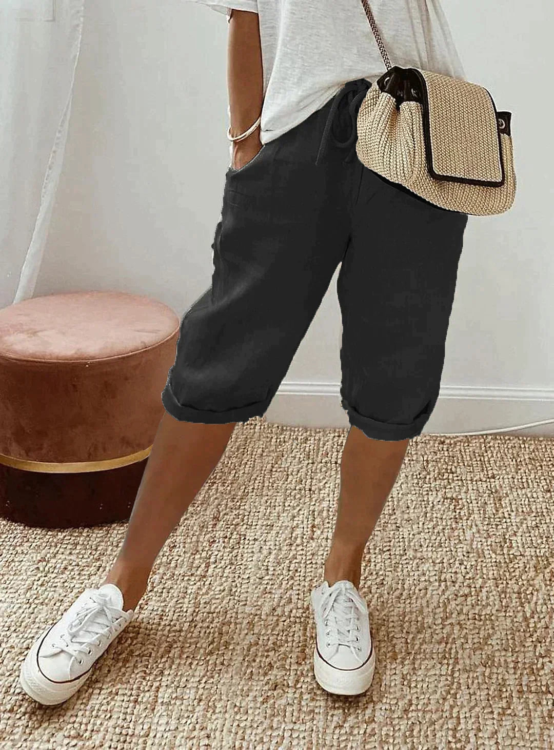 Linnen Zomerbroek voor Dames met Elastische Taille