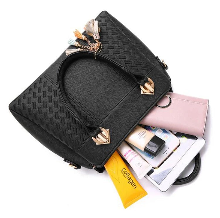 Tekstureret Tote Taske til Kvinder med Geometrisk Design